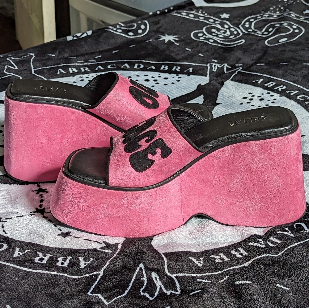 🩷 Dolls Kill That 70s Flow Peace Out Platform Slides 🩷 - Picture 3 of 11